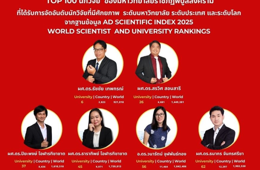 Top 10 นักวิจัย คณะเทคโนโลยีอุตสาหกรรม จากฐานข้อมูล AD Scientific Index 2025 World Scientist and University Rankings